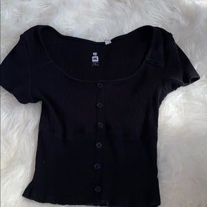 Pacsun black button down crop top